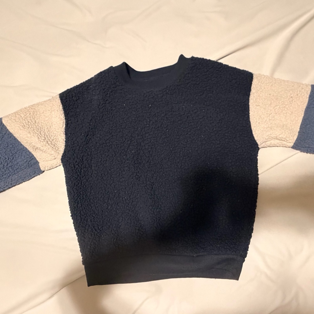 American Eagle Outfitters Navy and Cream Crew Neck Sweater